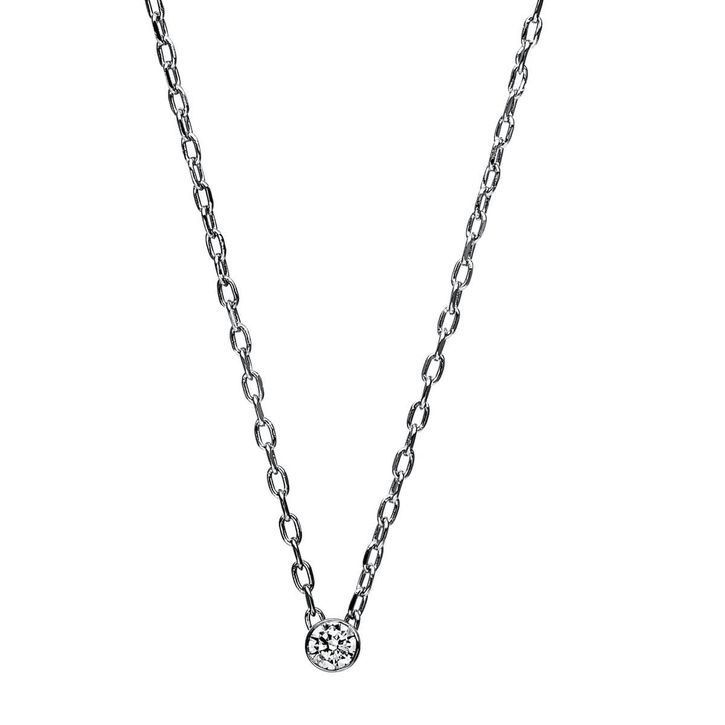 Solitär Collier aus 585 Weißgold mit Brillant 0.05 Ct Zarge