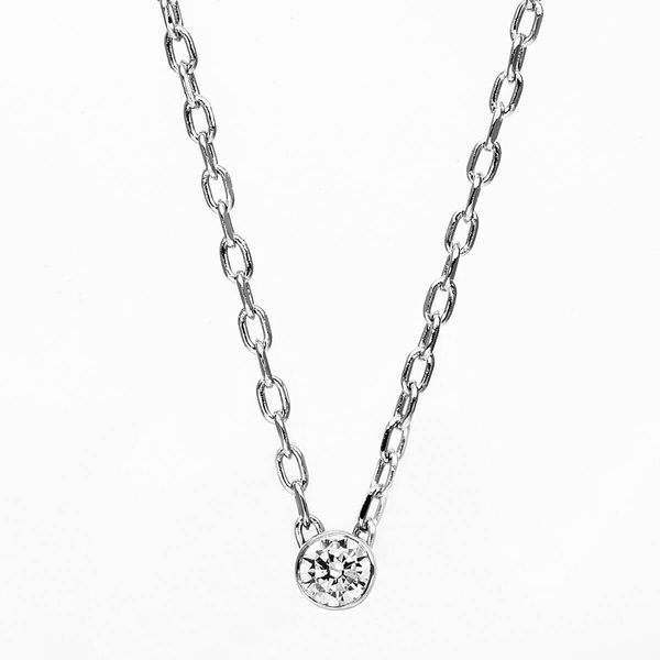 Solitär Collier aus 585 Weißgold mit Brillant 0.05 Ct Zarge