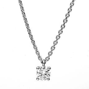 Solitär Collier Kette aus 950 Platin mit Brillant 0,20 Ct. 4er-Krappe L: 42cm