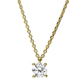 Solitär Collier Kette 750 Gold Gelbgold mit Brillant 0,40 Ct. 4er-Krappe L: 42cm