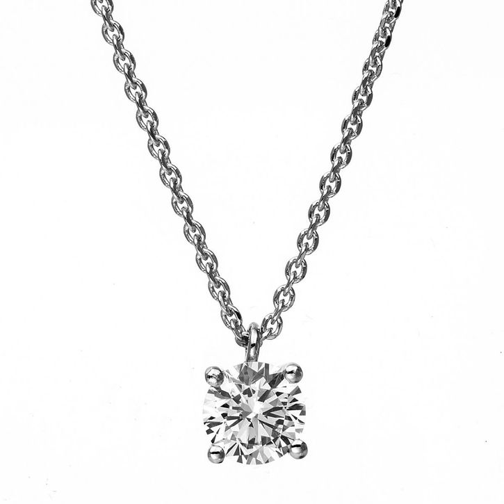 Solitär Collier aus 950 Platin mit Brillant 0.50 Ct