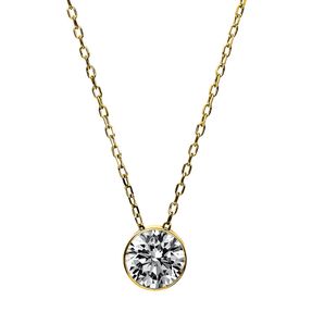 Solitär Collier Kette aus 585 Gold Gelbgold mit Brillant 1,00 Ct. Zarge L: 43cm