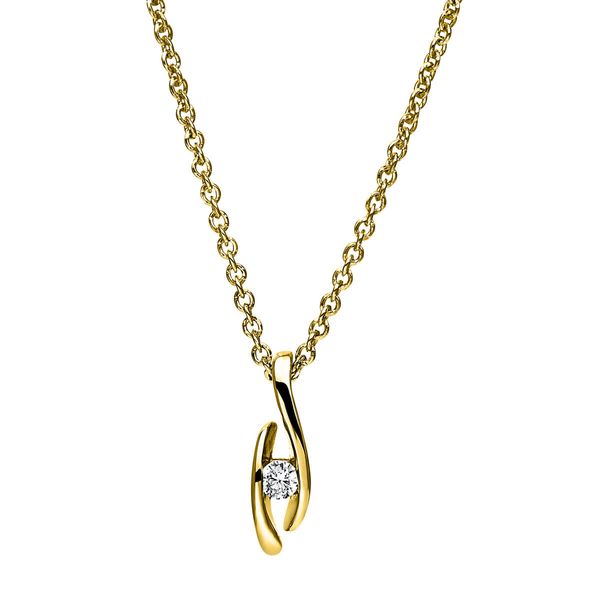 Solitär Collier aus 750 Gelbgold mit Brillant 0.05 Ct