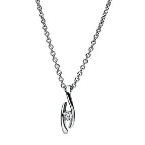 Solitär Collier Kette Anhänger Auge 950 Platin Brillant 0,05 Ct. L: 42cm