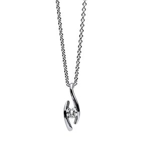 Solitär Collier Kette Anhänger Auge 950 Platin Brillant 0,15 Ct. L: 45cm