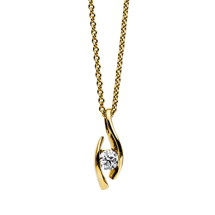 Solitär Collier aus 750 Gelbgold mit Brillant 0.20 Ct