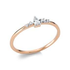 Ring aus 750 Gold weiß/rot 5 Diamanten 0,12ct TW-SI B:3,6mm 3er-Krappe