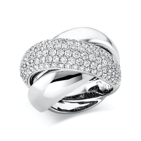 Pavé Ring breit aus 750 Weißgold 134 Brillanten 3,02ct TW-VSI B:18mm