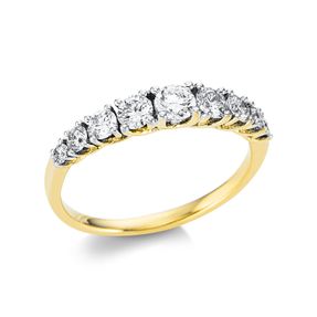 Ring aus 750 Gelbgold 8 Brillanten 0,55ct TW-SI 1 Brillant 0,2ct TW-SI H:3,6mm