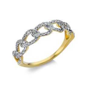 Ring aus 750 Gelbgold 72 Diamanten 0,33ct TW-SI B:4,9mm Fassung rhodiniert