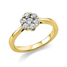 Ring Blume 585 Gelbgold 6 Brillanten 0,39ct TW-SI 1 Brillant 0,14ct TW-SI B:7,6mm