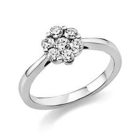 Ring Blume aus 950 Platin 6 Brillanten 0,38ct TW-SI 1 Brillant 0,14ct TW-SI B:7,6mm