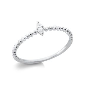 Solitaire Ring aus 750 Weißgold Diamant Navette-Schliff 0,08ct TW-VSI B:4,7mm