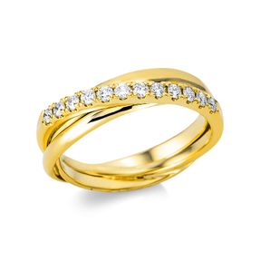 Ring aus 750 Gold Gelbgold 12 Brillanten 0,25ct TW-SI B:5,6mm