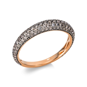 Pavé Ring aus 750 Gold Rotgold 131 Brillanten 0,81ct braun B:3,3mm
