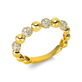 Pavé Ring Kugel aus 750 Gold Gelbgold 60 Brillanten 0,34ct TW-SI B:3,7mm