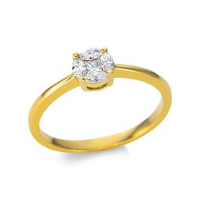Ring aus 750 Gold Gelbgold 5 Diamanten 0,23ct TW-SI B:5,5mm