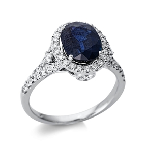 Ring aus 750 Weißgold Saphir 2,66ct rot 52 Diamanten 0,77ct TW-SI B:10,7mm