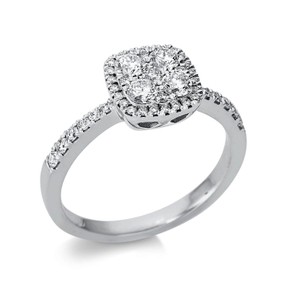 Ring aus 750 Gold Weißgold 45 Diamanten 0,65ct TW-SI B:8,5mm