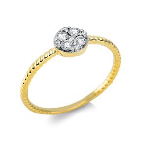 Ring Kreis aus 750 Gelbgold 9 Brillanten 0,2ct TW-SI B:6,1mm teils rhodiniert