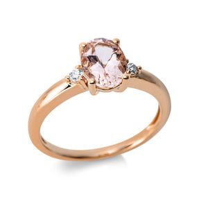 Ring aus 750 Rotgold Morganit 1,15ct pink 2 Brillanten 0,07ct TW-SI B:8mm