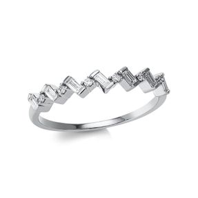 Ring Zig-Zag aus 750 Gold Weißgold 13 Diamanten 0,22ct TW-SI B:3,2mm