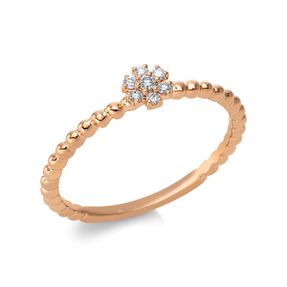 Ring Blume aus 750 Gold Rotgold 7 Brillanten 0,06ct TW-SI B:4,3mm