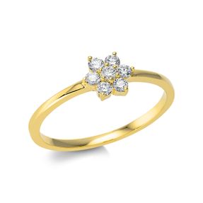 Ring Blume 750 Gelbgold 6 Brillanten 0,17ct TW-SI 1 Brillant 0,04ct TW-SI B:5,7mm