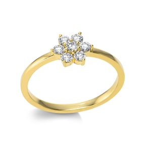 Ring Blume 750 Gelbgold 6 Brillanten 0,24ct TW-SI 1 Brillant 0,04ct TW-SI B:6,5mm