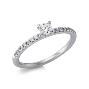 Ring aus 750 Weißgold 16 Brillanten 0,1ct TW-SI 1 Brillant 0,21ct TW-SI B:3,8mm