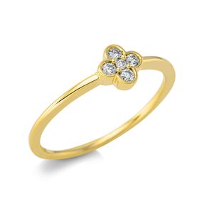 Ring Blume 750 Gelbgold 4 Brillanten 0,08ct TW-SI 1 Brillant 0,01ct TW-SI B:5,5mm