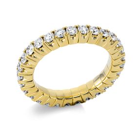 Flex-Ring aus 750 Gold Gelbgold 29 Brillanten 1,32ct TW-SI B:3,3mm 4er-Krappe