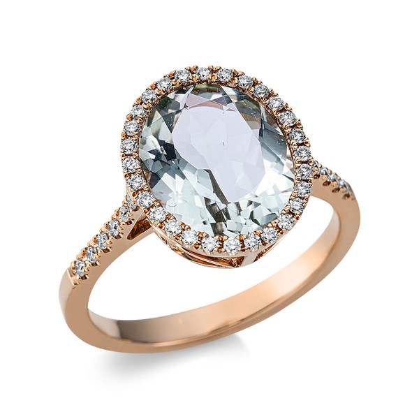 Ring 750 Rotgold Amethyst 3.3ct grün 40 Diamanten B 13.1mm