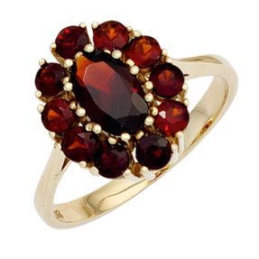 Ring Damenring 11 Granate rot weinrot 375 Gold Gelbgold Fingerring Granatring