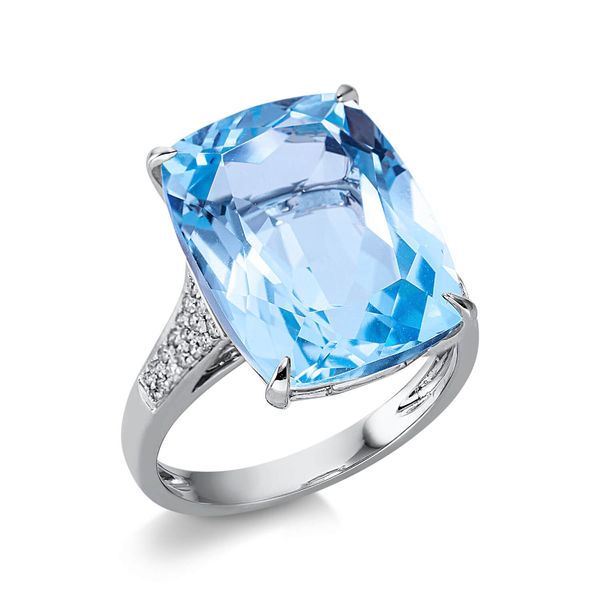 Ring 750 Weißgold Topas 15.4ct sky blue 34 Diamanten