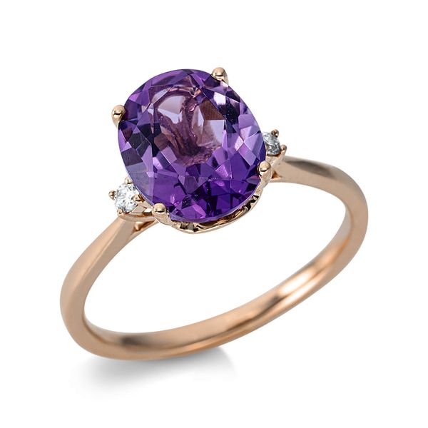 Ring 750 Rotgold Amethyst 2.54ct lila 2 Diamanten B 10.3mm