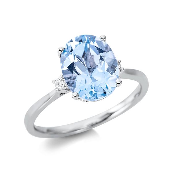 Ring 750 Weißgold Topas 3.02ct sky blue 2 Diamanten B 10.3mm