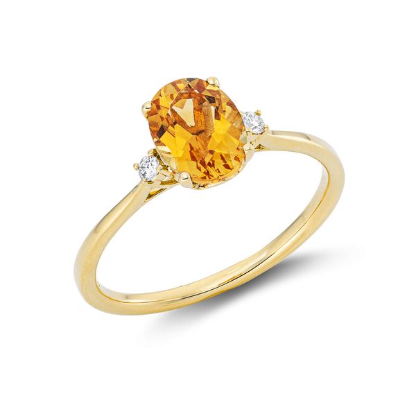 Ring 750 Gelbgold Citrin 1.21ct gelb 2 Diamanten