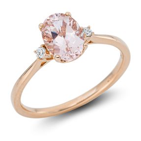 Ring aus 750 Rotgold Morganit 1,02ct rosé 2 Brillanten 0,04ct TW-SI B:8mm