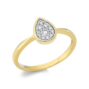 Ring Tropfen aus 750 Gold gelb/weiß 11 Diamanten 0,2ct TW-SI B:8,7mm