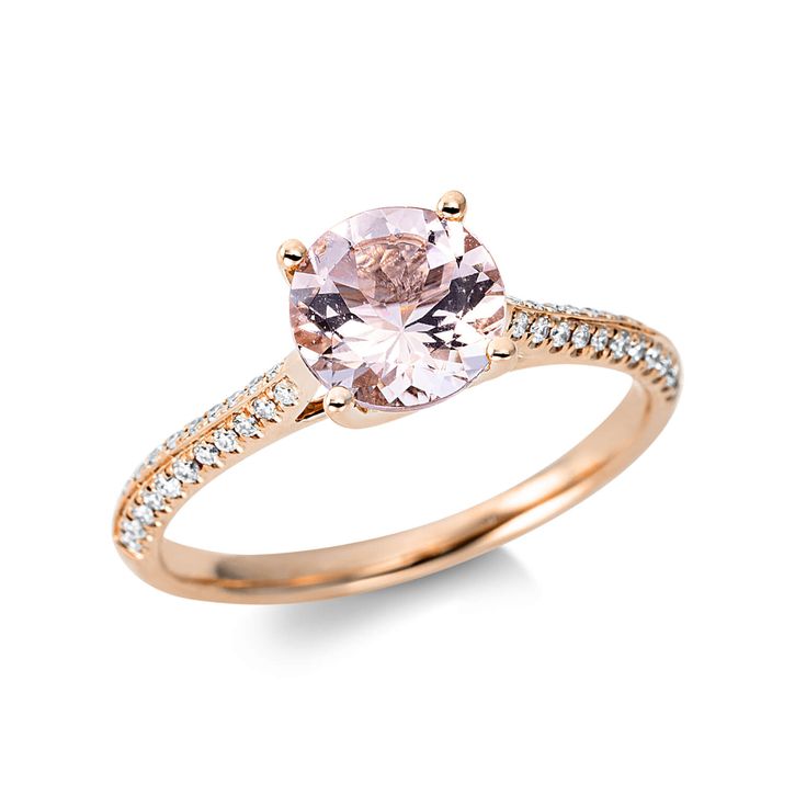 Ring 750 Rotgold Morganit 1.13ct pink 44 Diamanten