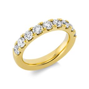 Halb-Memoire Ring aus 750 Gold Gelbgold 9 Brillanten 1,6ct TW-SI B:4,1mm