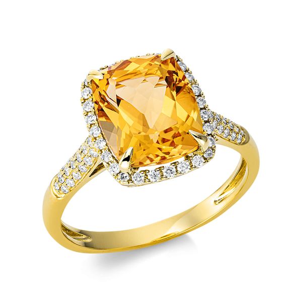 Ring 750 Gelbgold Citrin 3.1ct 66 Diamanten 0.27ct