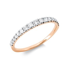 Halb-Memoire Ring 750 Rotgold 17 Brillanten 0,29ct TW-SI B:2,4mm Fassung rhodiniert