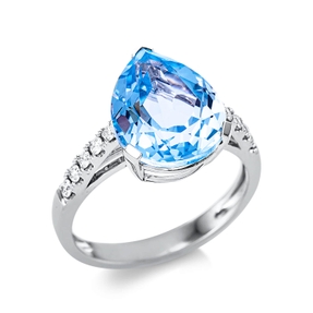 Ring Tropfen 750 Weißgold Topas 5,9ct skyblue 10 Brillanten 0,22ct TW-SI B:12,5mm Ring Tropfen 750 Weißgold Topas 5,9ct skyblue 10 Brillanten 0,22ct TW-SI B:12,5mm