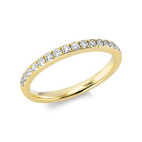 Halb-Memoire Ring schmal aus 750 Gelbgold 17 Brillanten 0,3ct TW-SI B:2,4mm