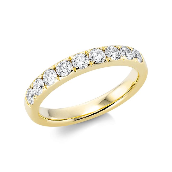 Ring 750 Gelbgold 9 Brillanten 0.75ct B 3.4mm