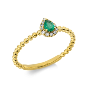 Ring aus 750 Gelbgold Smaragd 0,13ct grün 12 Brillanten 0,05ct TW-PI B:6,6mm Ring aus 750 Gelbgold Smaragd 0,13ct grün 12 Brillanten 0,05ct TW-PI B:6,6mm