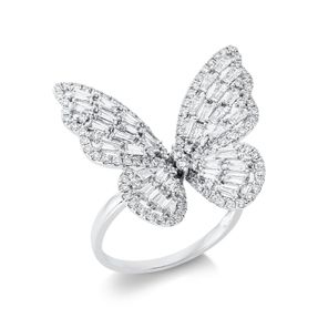 Ring Schmetterling aus 750 Weißgold 142 Diamanten 1,5ct TW-SI B:21,3mm