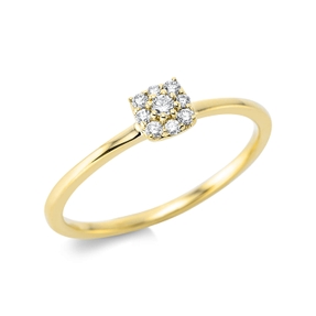 Ring aus 750 Gold Gelbgold 9 Brillanten 0,1ct TW-SI B:4,4mm Ring aus 750 Gold Gelbgold 9 Brillanten 0,1ct TW-SI B:4,4mm